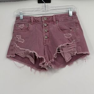 American eagle‎ high rise festival pink denim shorts 4